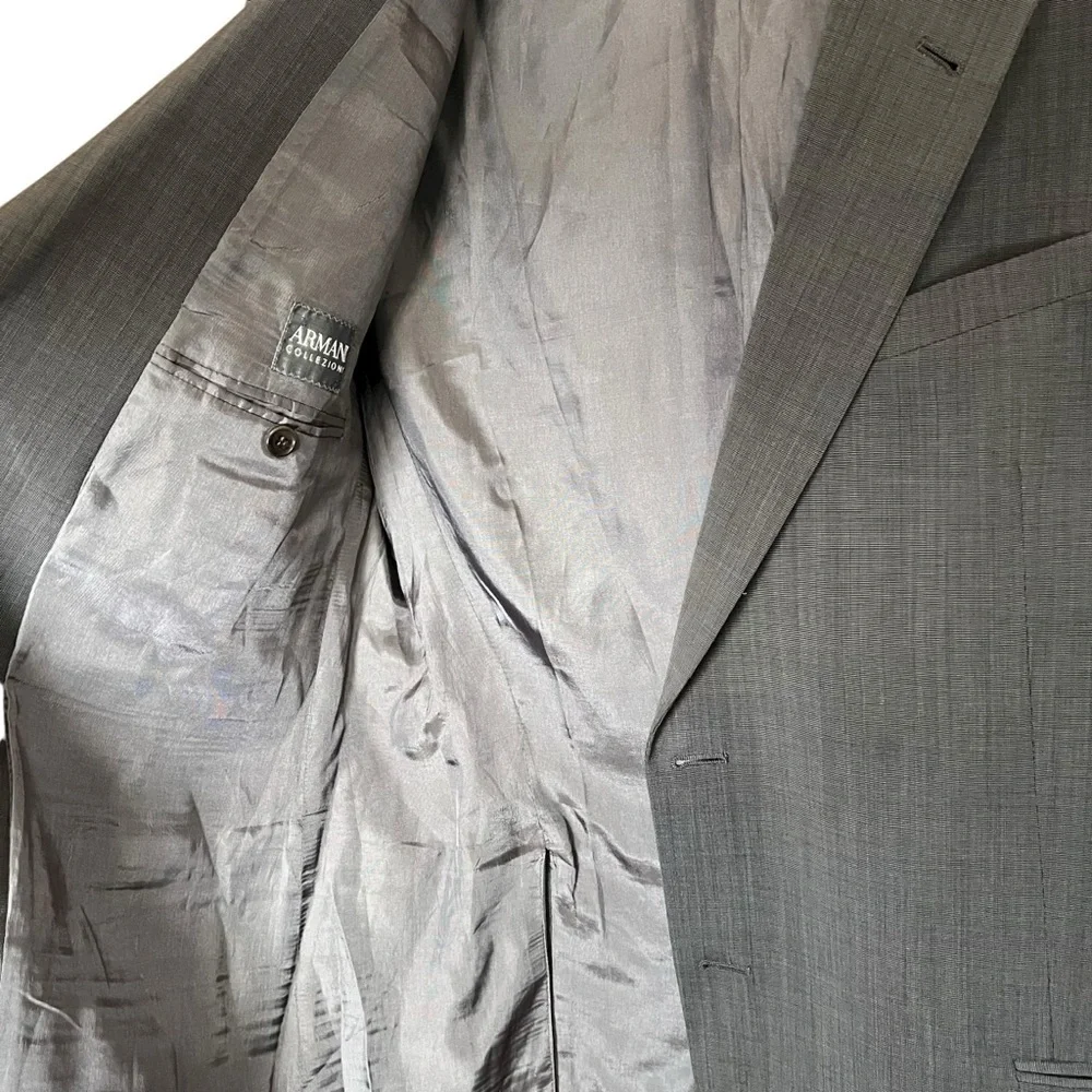 ARMANI COLLEZIONI Mens 46L Gray Blazer Suit Jacket Sports Coat Virgin Wool Blend